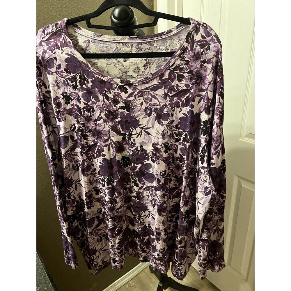 St‎ John's Bay Plus Size 3X Purple Floral Top